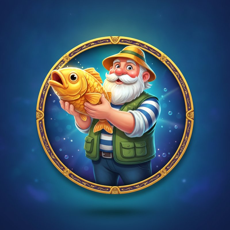 Fisherman Wild symbol - character in green vest holding golden fish